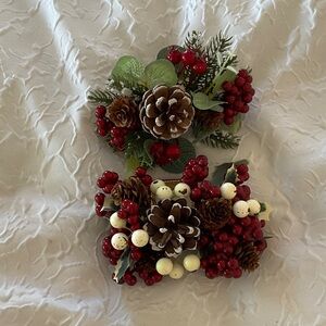 NEW 2 KIM SEYBERT WINTER NAPKIN RINGS different styles red berries, pine cone